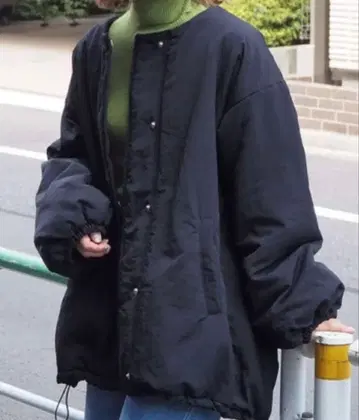 tiptop 블랙 오버 사이즈 봄버 자켓