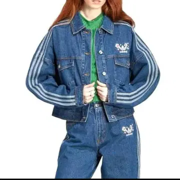 adidas 꽃무늬 자수 데님 자켓