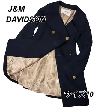 J&M DAVIDSON 골드 버튼 울 100% 코트 다크 네이비