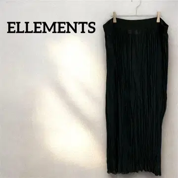 ELLEMENTS 블랙 플리츠 스커트 롱 스커트 블랙