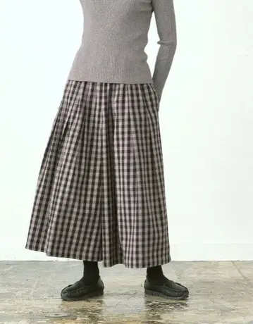 Dgy 면 비에라 블록 체크 가우초 팬츠 LL