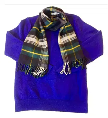 UNIQLO 블루 캐시미어 100% 라운드 스웨터 XL