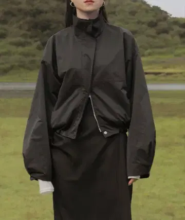 Reurie 오리지널 W 지퍼 숏 블루종 드로스트 개더 지퍼