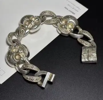 미사용 새상품 스컬 팔찌 실버 S925 각인 있음