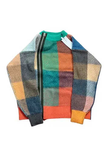 sacai 니트 라이더스 Plaid Knit Blouson