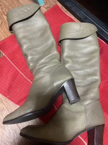 키타무라 카키 가죽 롱 부츠