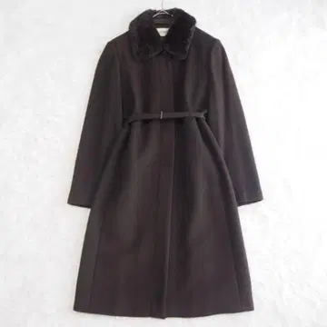 캐시미어 100% 롱 코트 허리 벨트 퍼 그레이 도쿄 스타일