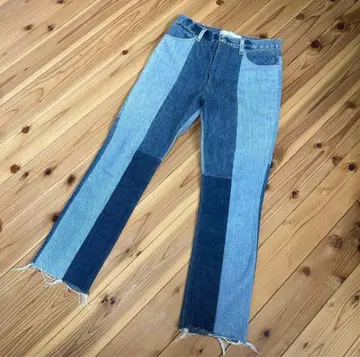 패치워크 디자인 스트레이트 데님