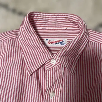 스픽 앤 스팬 셔츠 옥스 루즈 셔츠 스트라이프 빨간색