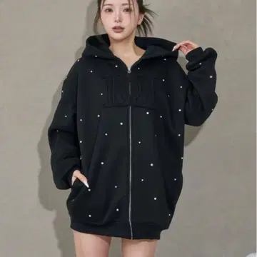 다리치 Darich DD 로고 비쥬 지퍼 후드티 블랙 새상품 로고 블랙