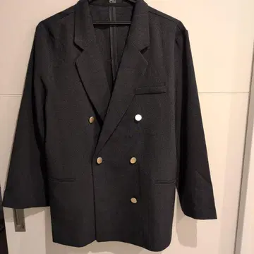 니센 다크 그레이 더블 버튼 테일러드 자켓