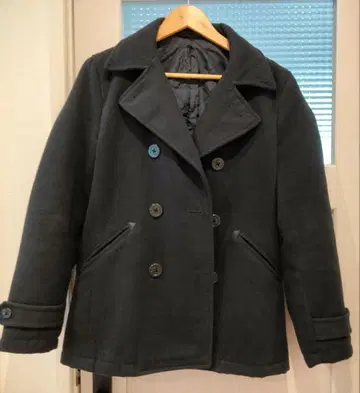 [ GU ] 피코트 멜톤 코트 네이비 마린 버튼 더블 브레스트