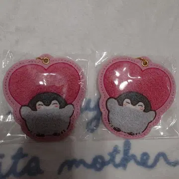 코우펜짱 복슬복슬 사가 자수 키링 핑크 2개 세트