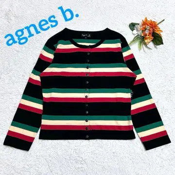 레어 새상품급 에네스베 프레시옹 멀티 컬러 보더 가디건 겉옷