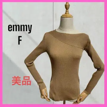 컨디션 최상 [emmy] 아지메 컷 오프숄더 긴팔 니트 풀오버