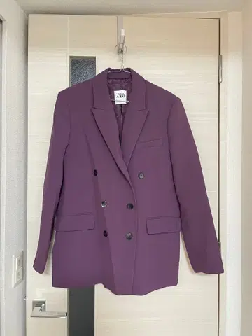 ZARA 여성용 퍼플 더블 브레스트 테일러드 자켓