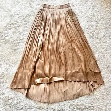 ANAYI 아나이 플리츠 스커트 롱 스커트 광택 베이지