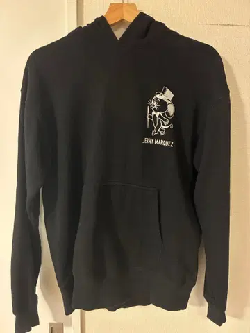 JERRY MARQUEZ 블랙 후드 부착 후드티 저널 스탠다드