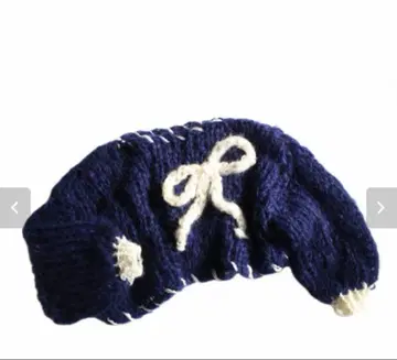 amuamu 핸드메이드 니트 리본 네이비