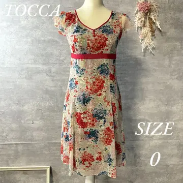 TOCCA 꽃무늬 쉬폰 원피스 멀티 컬러 플레어 여름 0 사이즈