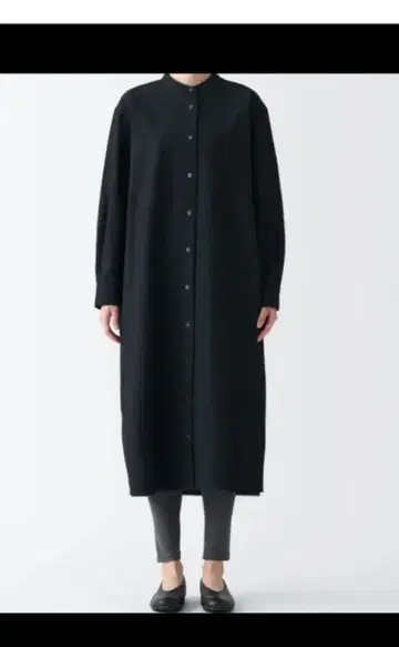 무인양품 나무 열매로 만든 박스 혼방 옥스 긴팔 원피스 L 사이즈 블랙