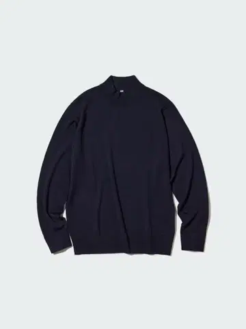 UNIQLO 엑스트라 파인 메리노 모크넥 스웨터 XL 네이비