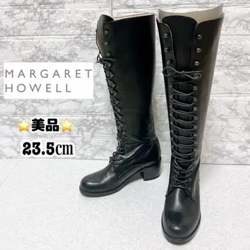 새상품급 마가렛호웰 롱 부츠 레이스업 블랙 23.5cm
