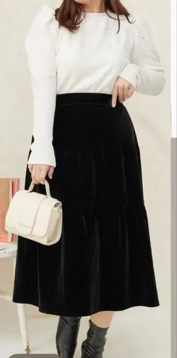 캉캉 스커트 벨로아 블랙