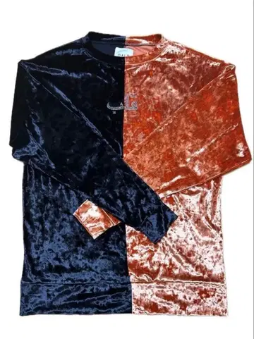 미사용 QALB 카르브 티셔츠 바이컬러 벨벳 F