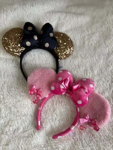 미니 마우스 귀 머리띠 블랙과 핑크