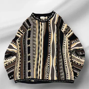 ATELANE 3D 니트 스웨터 입체편직 기하학 패턴 오버 사이즈