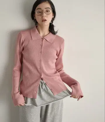 THE YOn 리브 니트 폴로 가디건