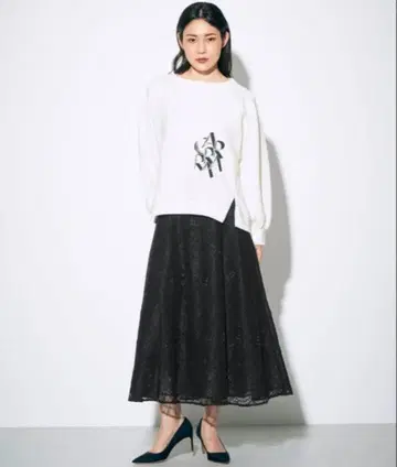 그레이스 콘티넨탈 레이스 롱 플레어 스커트