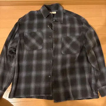 체크 무늬 플란넬 셔츠 M 파랑 블랙