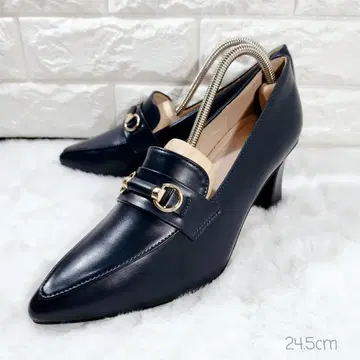 새상품급 로퍼 펌프스 24.5 네이비 와이드 힐 고급 출퇴근