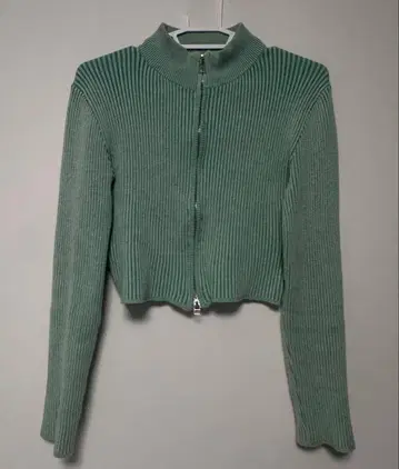 리브 집업 스웨터