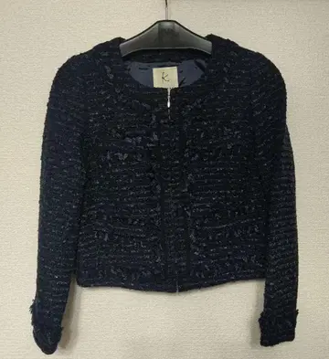 KUMIKYOKU 노카라 트위드 자켓 사이즈 3 네이비