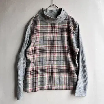 일본제 GIVORS 여성용 하이넥 스웨터 XL 노바 체크