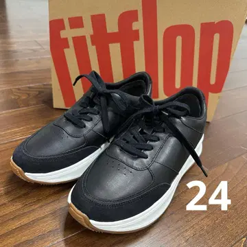 새상품급 fitflop F-MODE 플랫 플랫폼 가죽 스니커즈 24cm