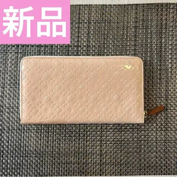 새상품 러셋 russet 에나멜 로고 엠보 장지갑 핑크