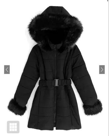 블랙 후드 부착 다운 자켓