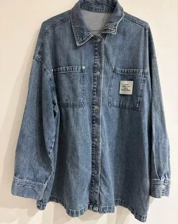 렙심 버튼 업 긴팔 빅 데님 셔츠