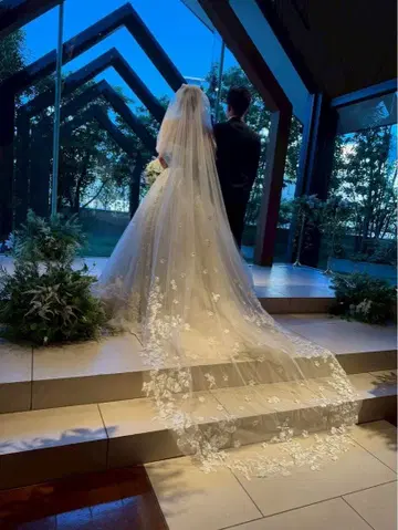 자수 플라워 롱 웨딩 베일