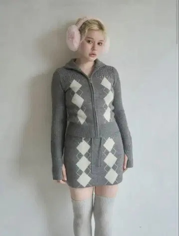 andmary Argyle knit set up