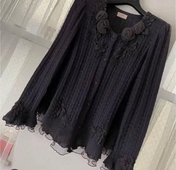 블랙 레이스 가디건 긴팔 아틀리에 마리코