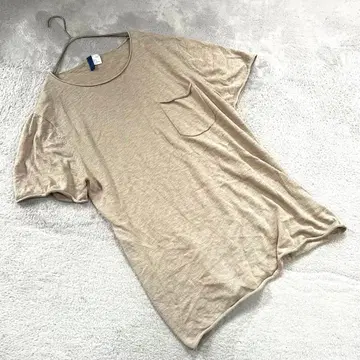 [ 에이치앤엠 ] ( M ) 반팔 티셔츠 베이지 라운드넥 면 100%