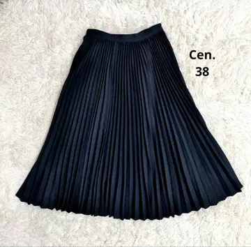 Cen. 플리츠 스커트 롱 스커트 다크 네이비 38