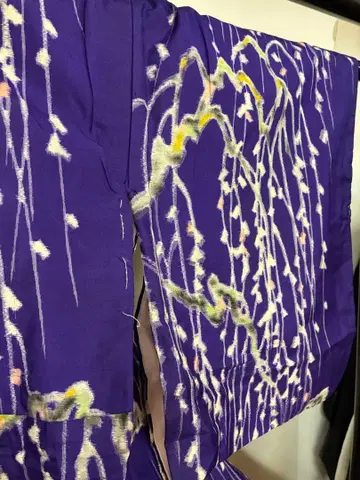 앤티크 명선 기모노 고양이 버들 류 레트로