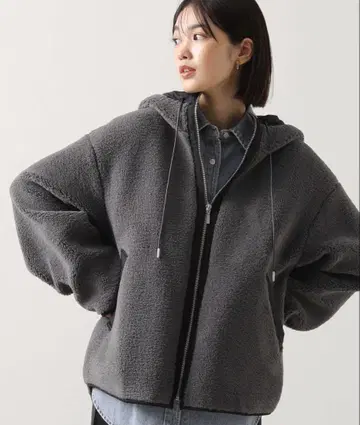 Gready Brilliant 보아 바이컬러 후드 자켓