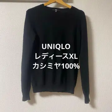 UNIQLO 여성용 캐시미어 100% 스웨터 블랙 XL